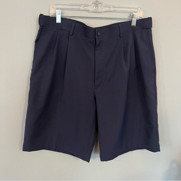 PGA Tour Pleated Front Golf Shorts Dark Navy Blue Men's Size 36 w/ Pockets - Picture 1 of 5